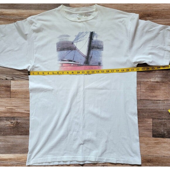Vtg GH Bass&Co Graphic T-Shirt White Sz L Made In USA Short Sleeve Single Stitch - Picture 3 of 10